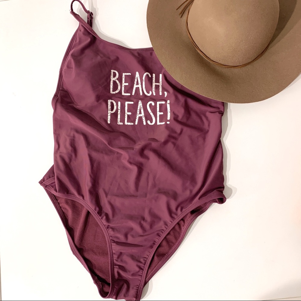NOBO Scoop Back “Beach Please” One Piece Swim Suit - Picture 1 of 6